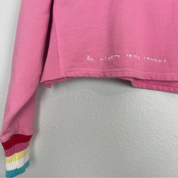 The Mighty Company | The Sweatshirt Pink Crewneck Rainbow Wrist Cuff Size S/M - Picture 6 of 10